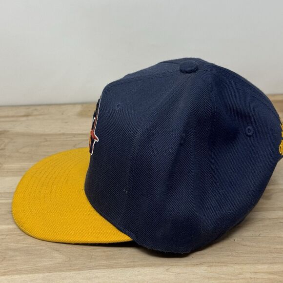 Golden State Warriors Mitchell & Ness NBA Snapback Hat Cap 3D Logo Navy Yellow - Picture 4 of 11